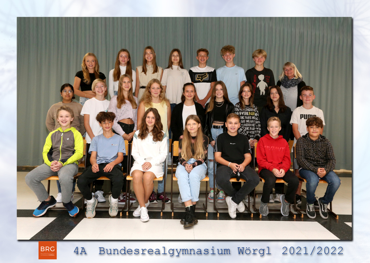 Klassenfoto 4a 2021/22 | KV Prof. OStR Mag. Claudia Mader-Pöll | BRG Wörgl