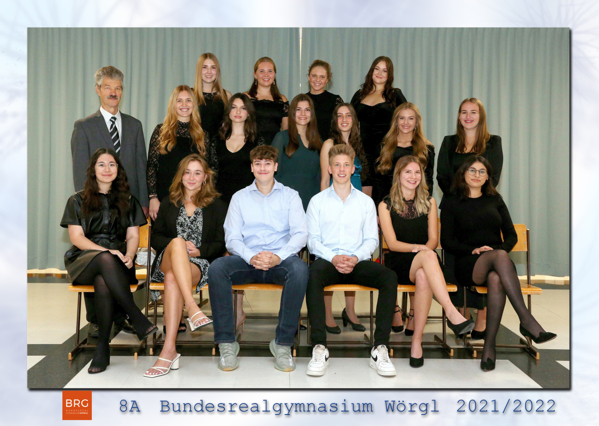 Klassenfoto 8a 2021/22 | KV Prof. Mag. Stephanie Seywald | BRG Wörgl